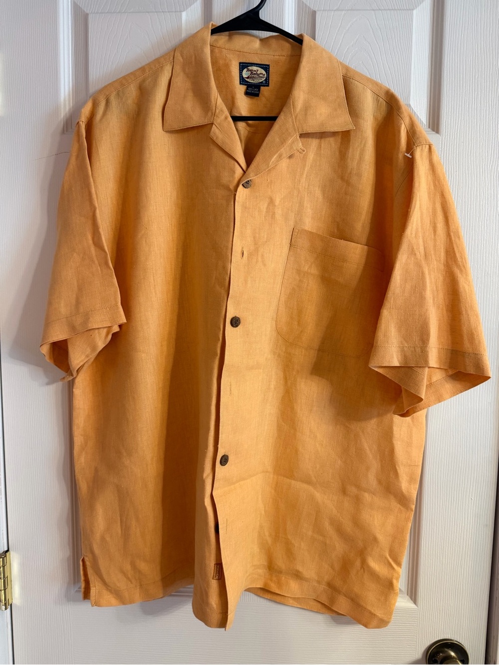 Tommy Bahama Men's Woven Linen Solid Dark Yellow Button Up Size Large
